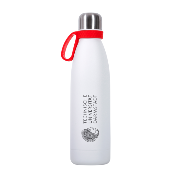 White thermal drinking bottle from TU Darmstadt
