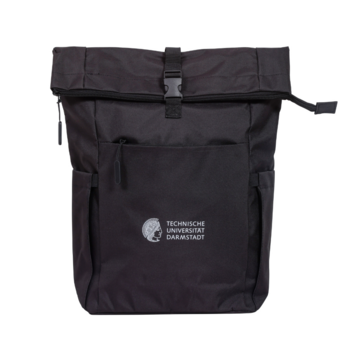 Black roll-up rucksack from TU Darmstadt