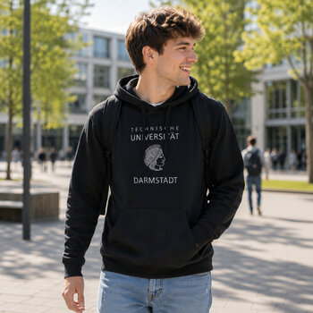 Schwarzes Kapuzen-Sweatshirt der Technischen Universität Darmstadt