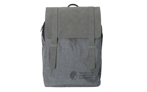 Gray notebook backpack from TU Darmstadt