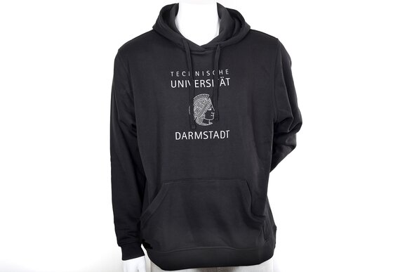 Schwarzes Kapuzen-Sweatshirt der Technischen Universität Darmstadt